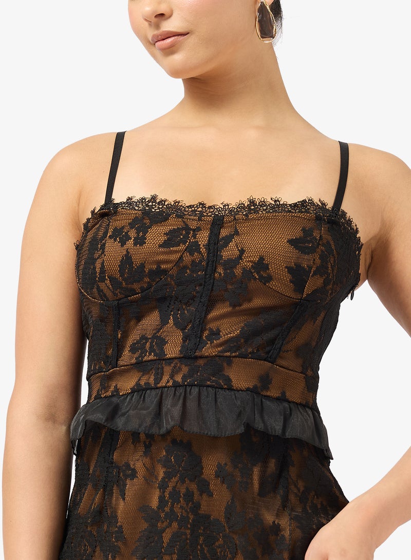 Ginger Strappy Lace Detail Tiered Ruffle Dress - Image 3